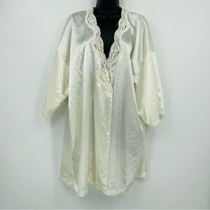 Vintage Victoria's Secret Ivory Satin Lace-Trim Robe